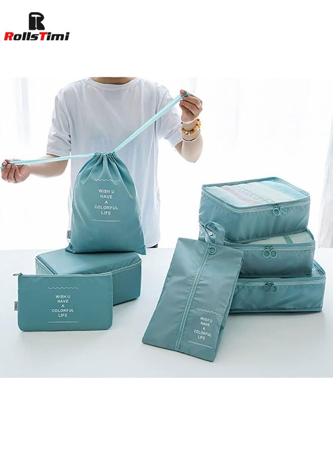 رولستيمي 7 قطعة/المجموعة السفر الأمتعة المنظم صندوق تخزين ملابس أكياس مستحضرات التجميل حقيبة حقيبة التعبئة إكسسوارات السفر (بحيرة الأزرق) - Image 3