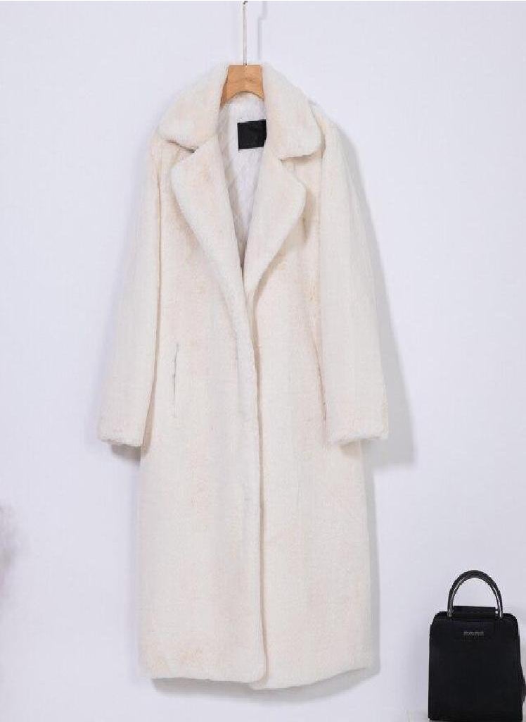 Eckek - Women Winter Warm Faux Fur Coat Thick Women Long Coat Turn Down Collar Women Warm Coat With Belt Casaco Feminino - Image 1