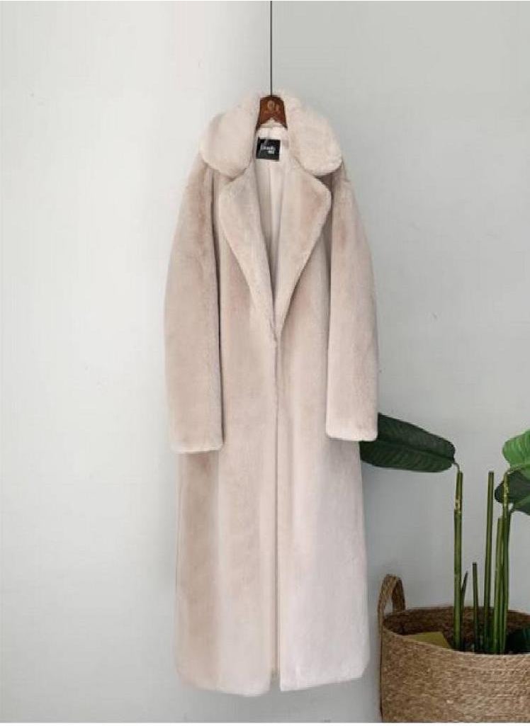 Eckek - Women Winter Warm Faux Fur Coat Thick Women Long Coat Turn Down Collar Women Warm Coat With Belt Casaco Feminino - Image 1