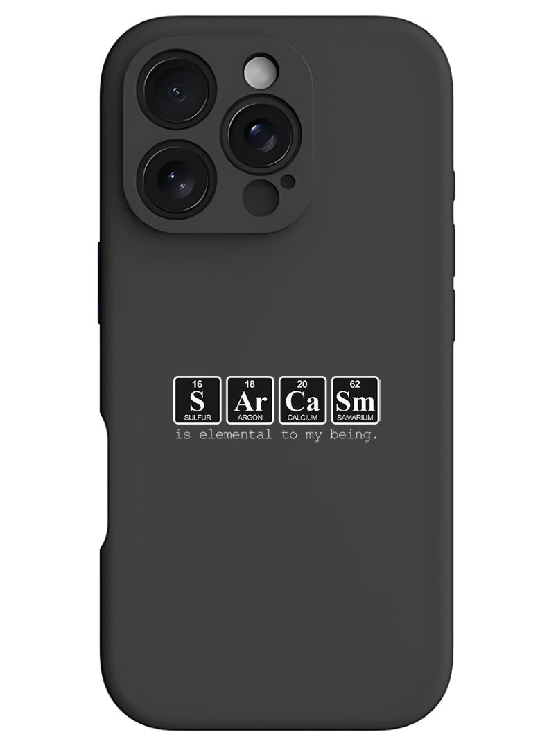 Theodor iPhone 16 Pro Black Protective Slim Fit Case Liquid Silicone Cover with Full Body Protection Anti-Scratch Shockproof Case For iPhone - Sarcasm - Image 1