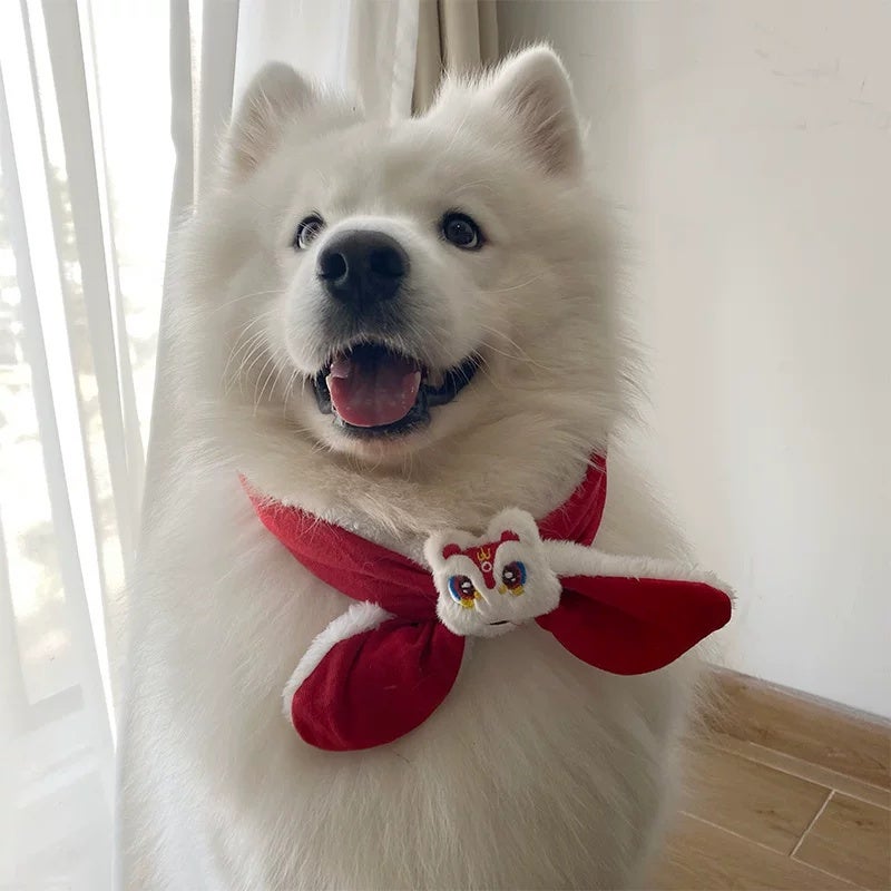 Pet New Year Cute Bow Tie Dog Scarf Festive Small Medium Large Dogs Golden Retriever Samoyed Husky Border Collie Scarf - Image 4