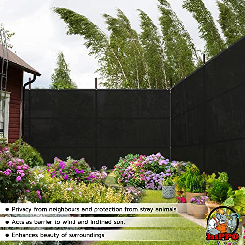 HIPPO - Privacy Screen Fence Heavy Duty Shade Net with Polyester Band, Brass Eyelets & Tie Cords (Black, 1 mt X 4 mt) - Image 3