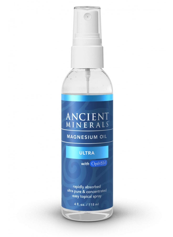 Ancient Minerals Ancient Minerals Magnesium Oil Spray Ultra with MSM, high Concentration Topical Genuine Zechstein Magnesium Chloride with OptiMSM Benefits (4oz)  - Image 1