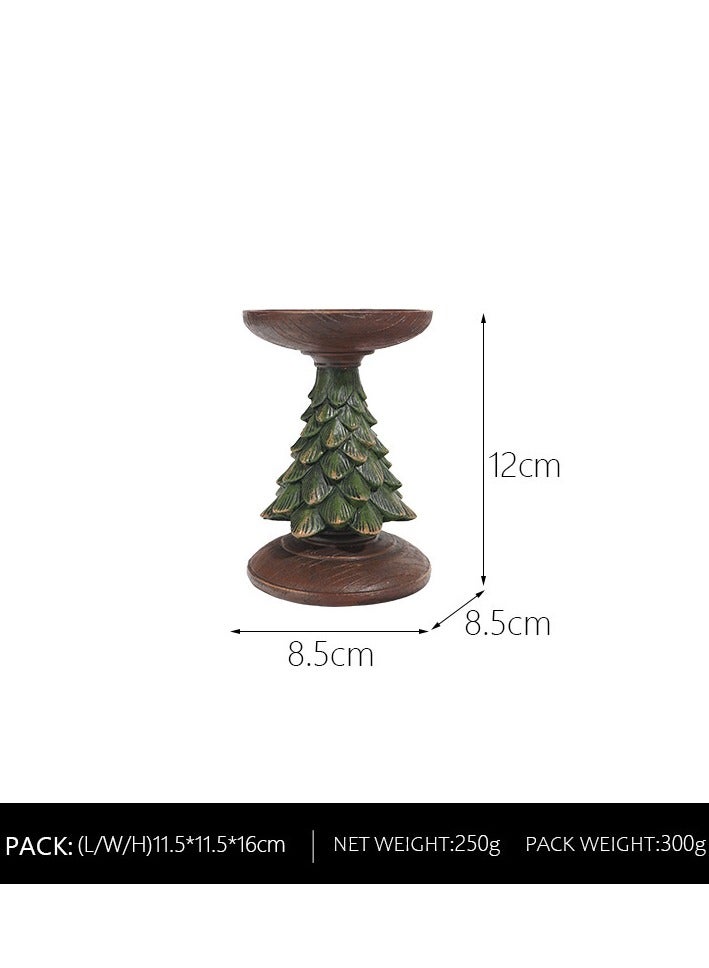 Vintage Christmas Tree Candlestick Stand Decoration Ins Style European Home Living Room Desktop Decoration Crafts Resin Candlestick  - Image 1