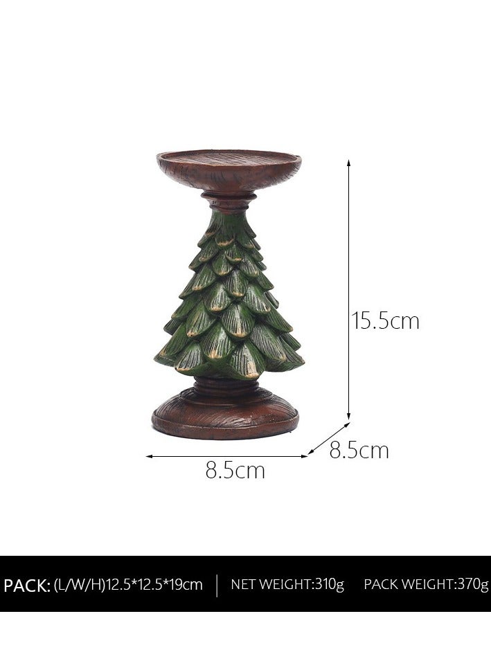 Vintage Christmas Tree Candlestick Stand Decoration Ins Style European Home Living Room Desktop Decoration Crafts Resin Candlestick  - Image 2