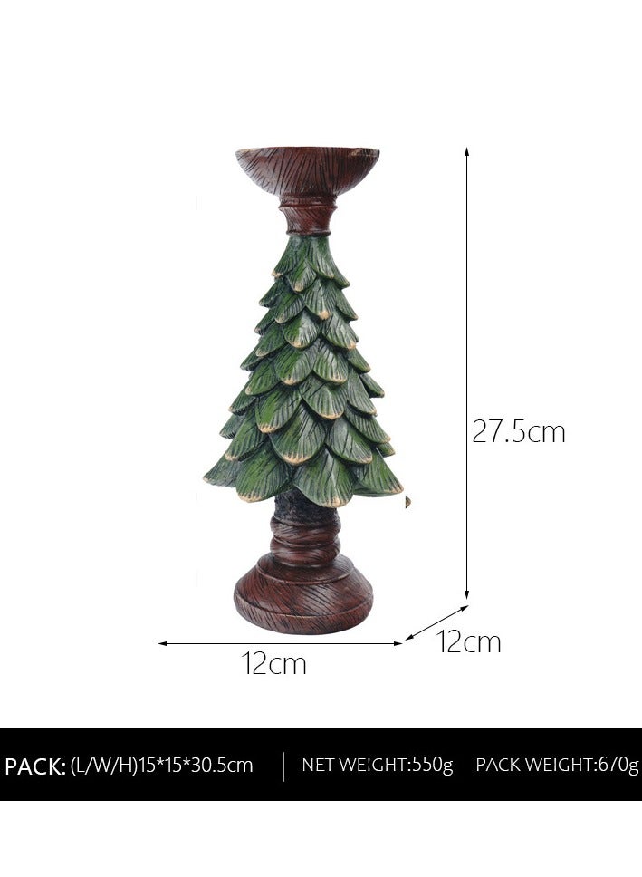 Vintage Christmas Tree Candlestick Stand Decoration Ins Style European Home Living Room Desktop Decoration Crafts Resin Candlestick  - Image 3