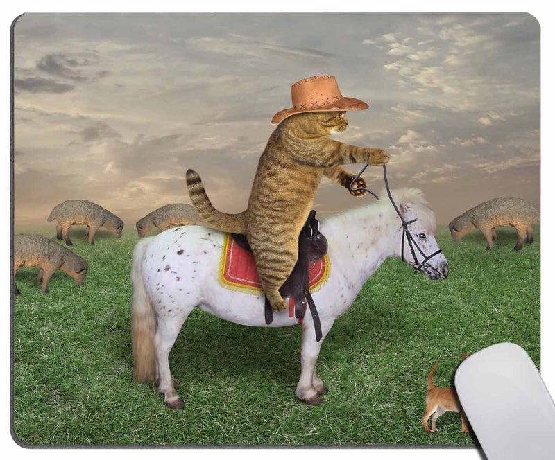 Solekla Mouse Pad, Funny Cat and His Dog Mouse Pad, Washable Square Cloth Mousepad for Office Laptop, Non-Slip Rubber Base Mouse Pads for Wireless Mouse, Computer Mouse Pads for Desk - Image 1