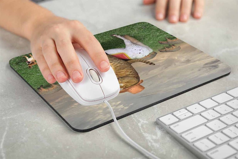 Solekla Mouse Pad, Funny Cat and His Dog Mouse Pad, Washable Square Cloth Mousepad for Office Laptop, Non-Slip Rubber Base Mouse Pads for Wireless Mouse, Computer Mouse Pads for Desk - Image 3