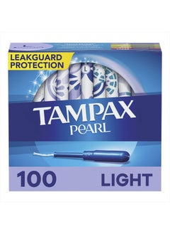 Tampax Pearl Tampons Light Absorbency, With Leakguard Braid, Unscented, 50 Count x 2 Packs (100 Count total)  - Image 1