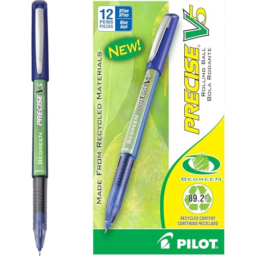 Pilot Precise V5 Rollerball Pens, Extra Fine Point 0.5 mm Blue Pens, Blue, Pack of 12 - Ideal for School, Journaling & Office Writing - Image 4