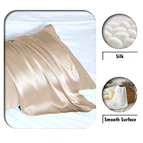 Suatien Silk Pillowcase for Hair and Skin,Soft,Breathable and Sliky 100% Standard Size Pillow Cases Set of 2,Both Sides Natural Mulberry Silk Pillowcases with Hidden Zipper(Standard Size 20"X 26",2pcs) - Image 2