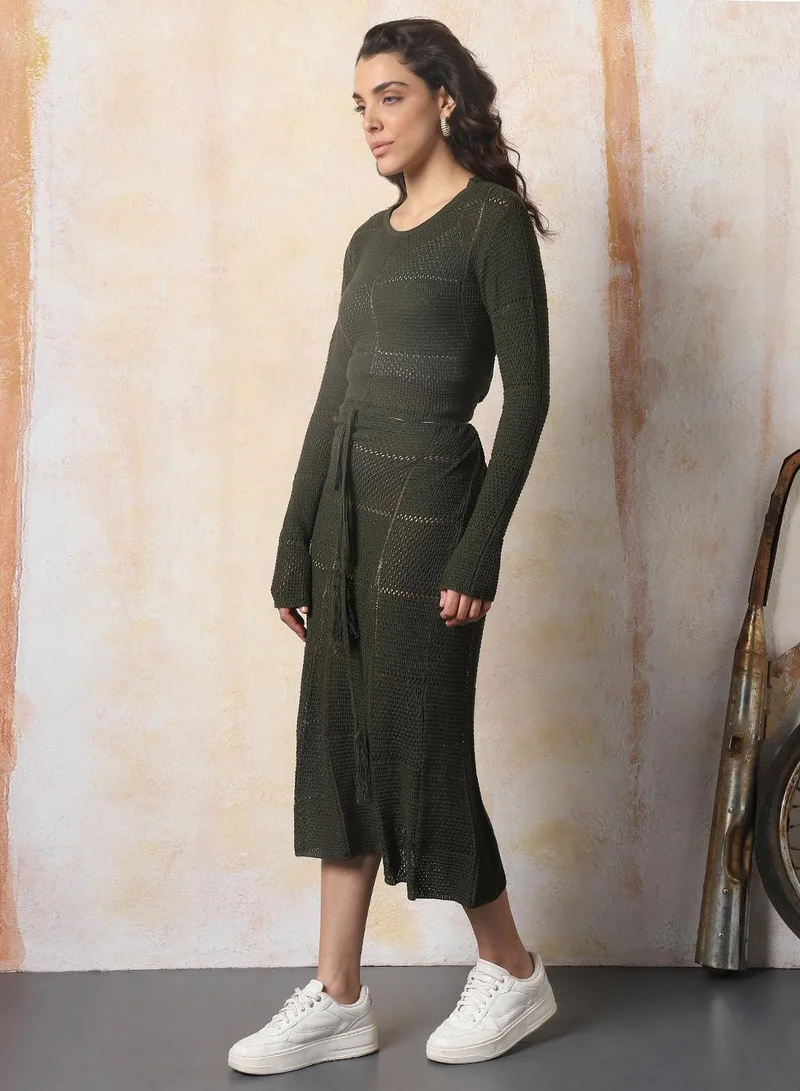 HIGH STAR Self-Designed Crochet Round Neck Top & Skirt Co ord