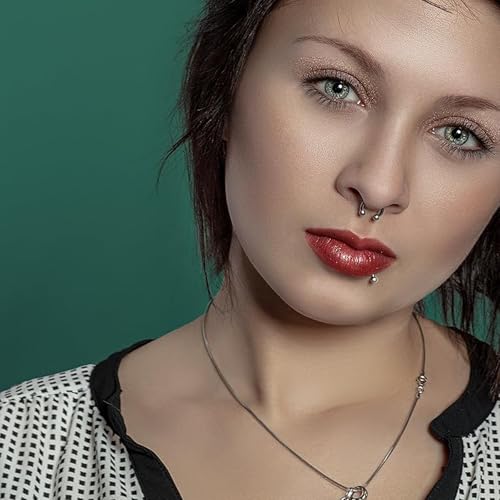 D.Bella 14G Surgical Steel Nose Septum Horseshoe Hoop Eyebrow Lip Navel Belly Nipple Piercing Ring 10mm Helix Tragus Daith Rook Earrings w Replacement Spikes - Image 4