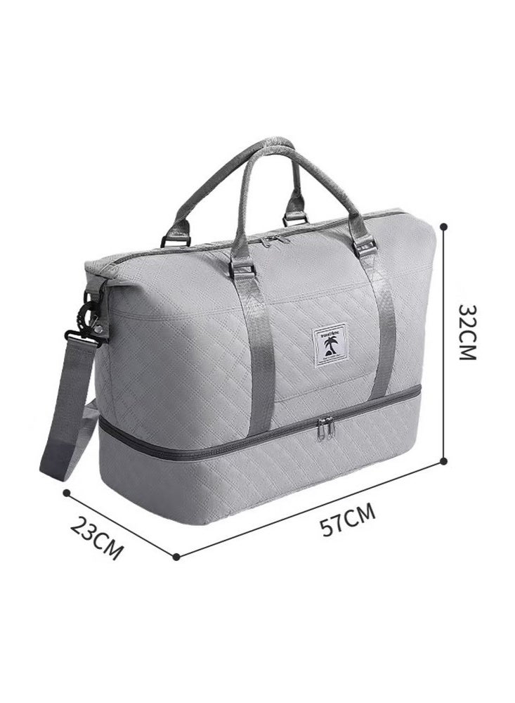 YIJIA HOME GOODS Diamond-Shaped Large-Capacity Hand-Held Duffel Bag, Separate Dry And Wet Shoe Warehouse, Fitness Yoga Bag Duffel Bag To Be Delivered Bag, Suitable For Short-Distance Business Trips And Trips, Grey - Image 4