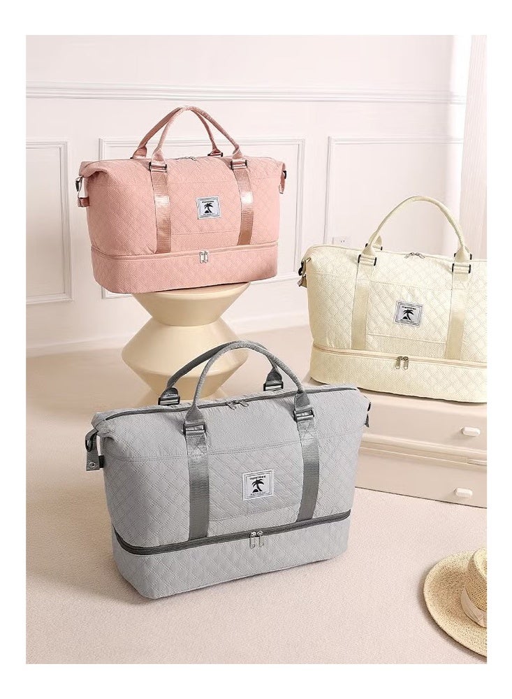 YIJIA HOME GOODS Diamond-Shaped Large-Capacity Hand-Held Duffel Bag, Separate Dry And Wet Shoe Warehouse, Fitness Yoga Bag Duffel Bag To Be Delivered Bag, Suitable For Short-Distance Business Trips And Trips, Grey - Image 5