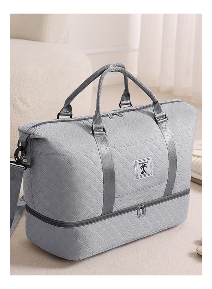 YIJIA HOME GOODS Diamond-Shaped Large-Capacity Hand-Held Duffel Bag, Separate Dry And Wet Shoe Warehouse, Fitness Yoga Bag Duffel Bag To Be Delivered Bag, Suitable For Short-Distance Business Trips And Trips, Grey - Image 2