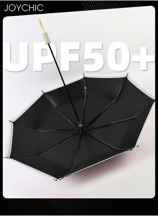 Joychic - Simple Style Auto 3 Folding Anti-UV Sun And Rain Umbrellas For Women Ladies Girls Beige - Image 1