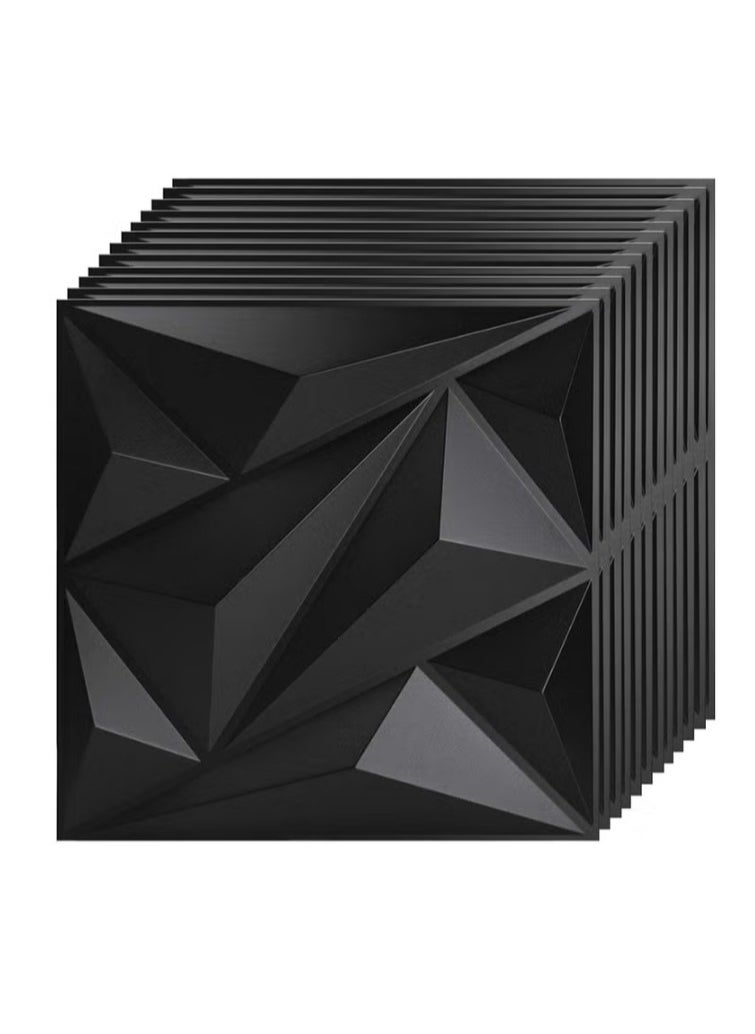 إيزي سو 12 قطعة لوحة حائط ثلاثية الأبعاد نسيج ثلاثي الأبعاد من مادة PVC ورق حائط بتصميم ماسي غطاء جدار مزخرف لغرفة المعيشة والردهة وغرفة النوم والمكتب كل قطعة PVC 30 × 30 سم أسود 