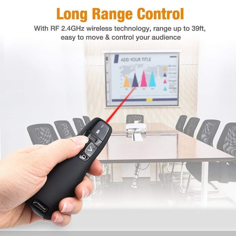 Tech King Buy ONE GET ONE Wireless Presenter R400 Remote Control Laser Pointer Pen with USB Receiver for PC Laptops Latest Power Point Presentation PPT Slide Changer Controller Clip Clicker - Image 5