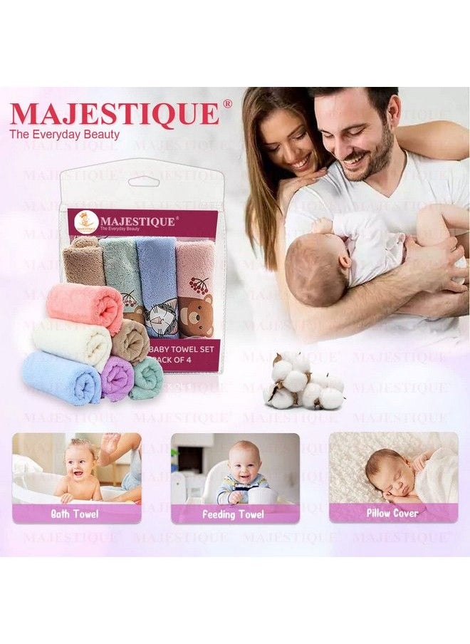 MAJESTIQUE Baby Face Towels 4 Pack Newborn Towel Kids Hankies Baby Bathing Cloth For New Born Newborn;Infant;Kids;Adults 10X10Inch Multicolored  - Image 4