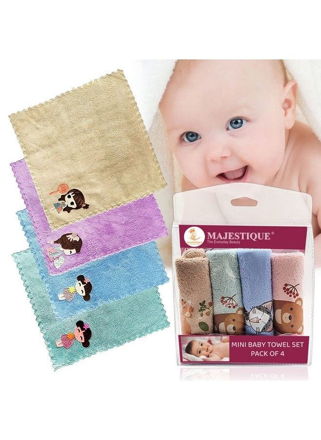 MAJESTIQUE Baby Face Towels 4 Pack Newborn Towel Kids Hankies Baby Bathing Cloth For New Born Newborn;Infant;Kids;Adults 10X10Inch Multicolored  - Image 1