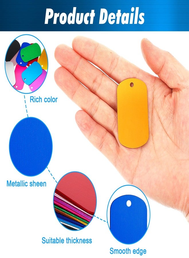 AojSup 80 Pcs Aluminum Dog Tags, Blank Discs for DIY Decorative Craft Pet Tags, Metal Stamping, Multicolor, 50 x 29 x 1 Mm, 3 mm Hole - Image 3