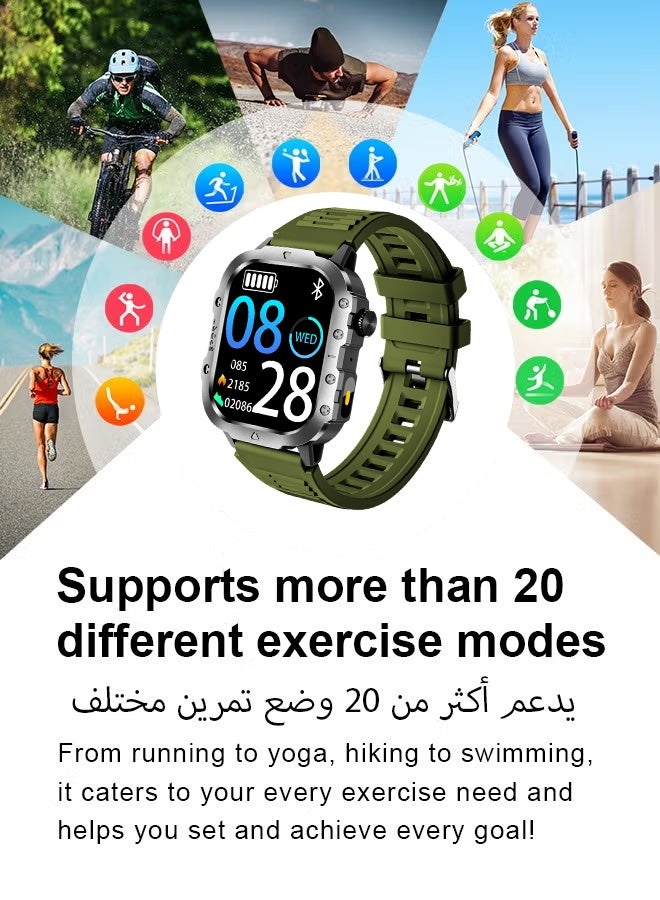 ساعة ذكية للمكالمات بشاشة TFT مقاس 2.01 بوصة، أوضاع رياضية، حزام أخضر - Image 2