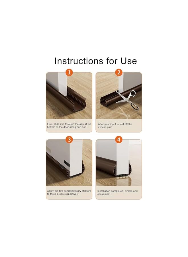 The Bros Under Door Draft Stopper, Adhesive Bottom Door Gap Filler & Seal, Block Noise, Sound, Cold Air, Cuttable Under Door Seal Stopper, Easy Install Draft Blocker, 36.6" Length - Grey - Image 3