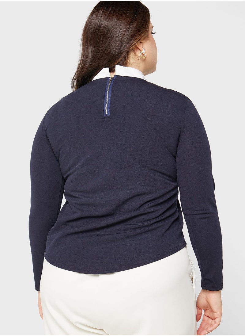 Ginger Plus - Two Tone Curved Hem Sweatshirt - Image 1