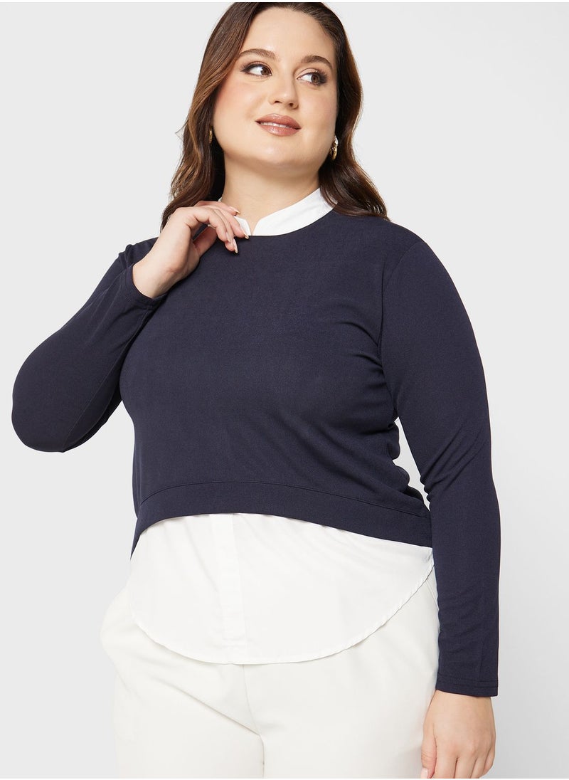 Ginger Plus - Two Tone Curved Hem Sweatshirt - Image 1