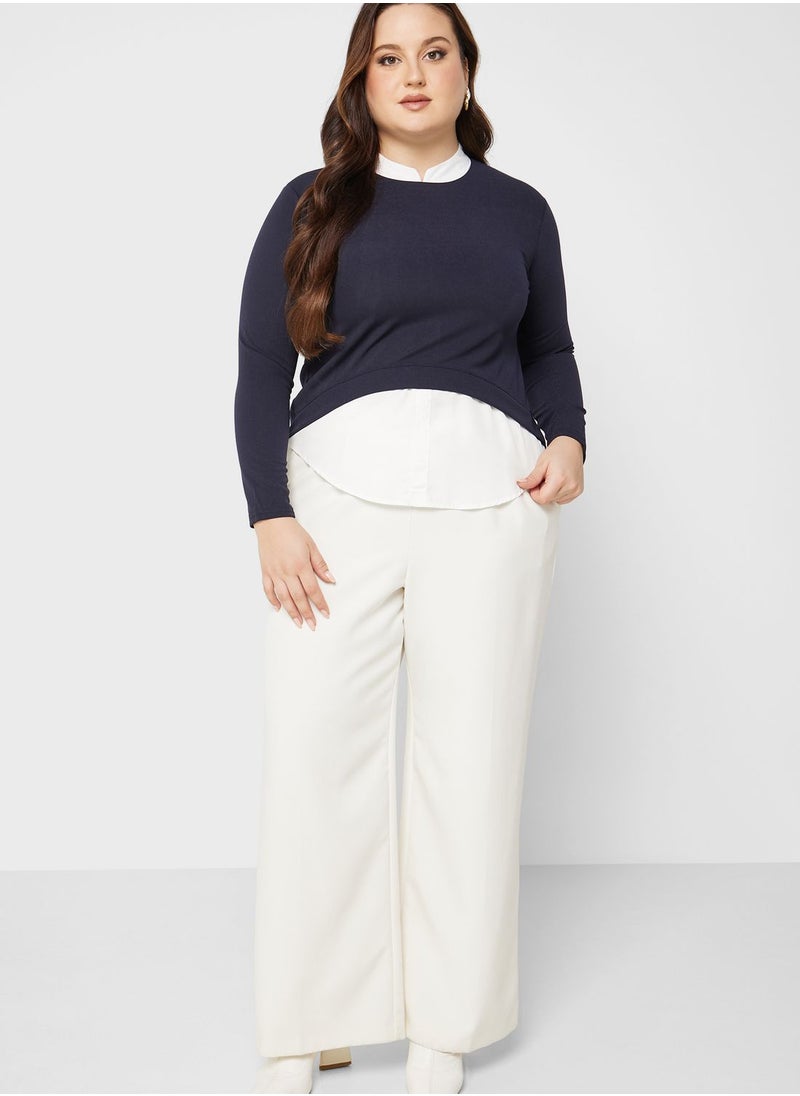 Ginger Plus - Two Tone Curved Hem Sweatshirt - Image 1