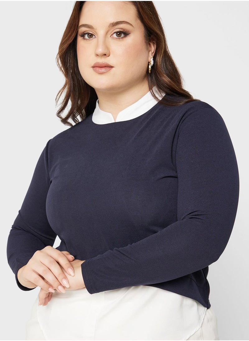 Ginger Plus - Two Tone Curved Hem Sweatshirt - Image 1