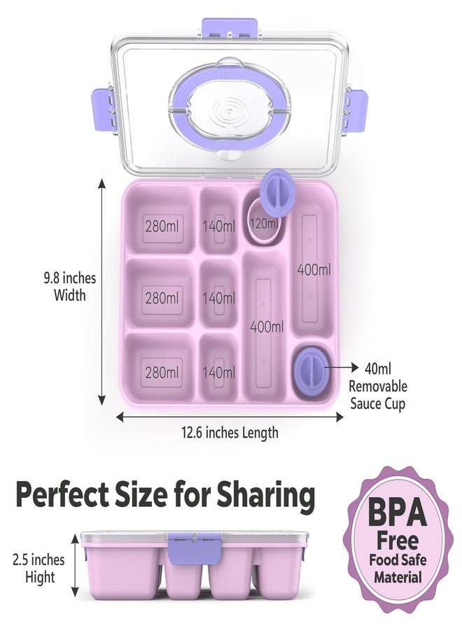Sunhanny Snackle Box Container for Adults with 10 Compartment, Divided Serving Tray with Lid and Handle and 2 Sauce Containers, Portable Snack Box Container for Charcuterie Party Travel, Purple - Image 2