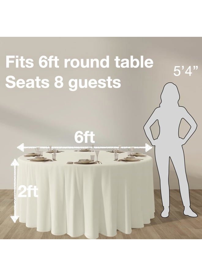 Urby 120 inches large Ivory Round Tablecloth for 5-6ft Round Folding Table That Seats 6-8 Guests, for Table with 6 Chairs. Ideal for Party, Wedding, Banquet and Events. - Image 2