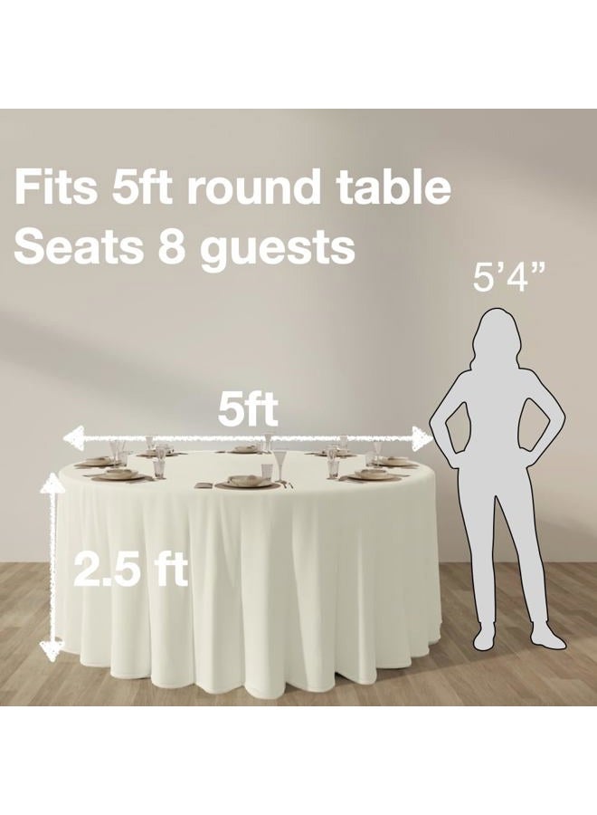 Urby 120 inches large Ivory Round Tablecloth for 5-6ft Round Folding Table That Seats 6-8 Guests, for Table with 6 Chairs. Ideal for Party, Wedding, Banquet and Events. - Image 3