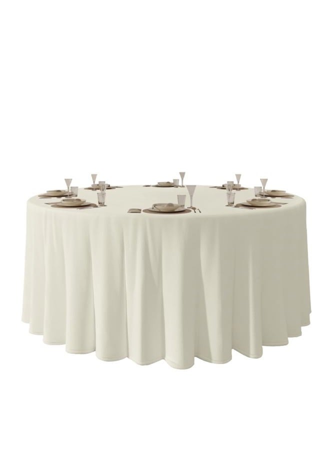 Urby 120 inches large Ivory Round Tablecloth for 5-6ft Round Folding Table That Seats 6-8 Guests, for Table with 6 Chairs. Ideal for Party, Wedding, Banquet and Events. - Image 1