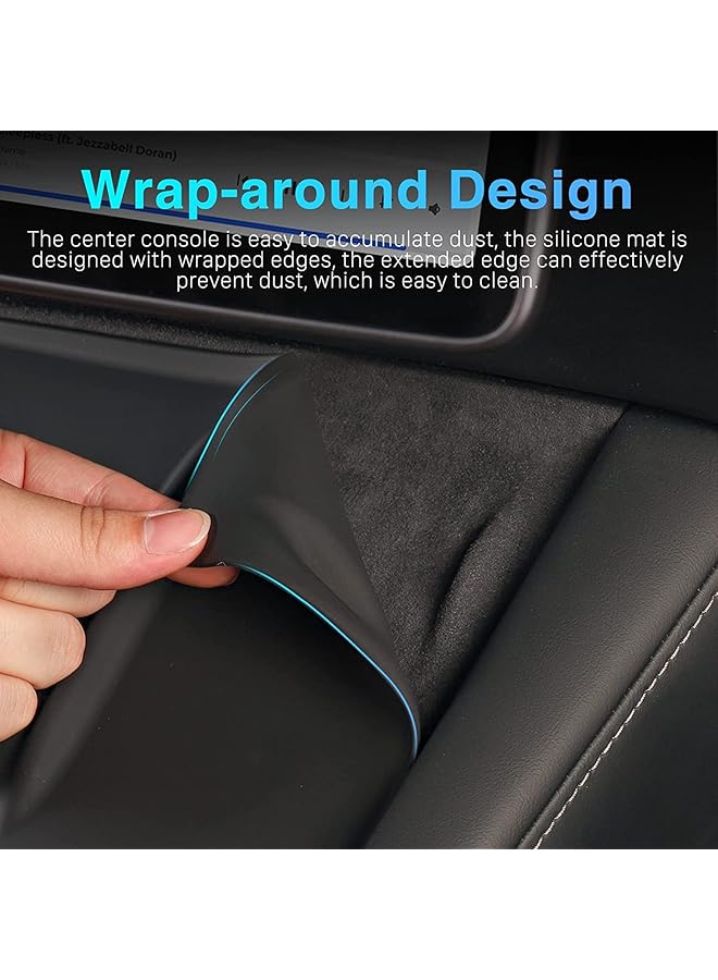 SYOSI Car Silicone Mat, Center Console Wireless Charger Silicone Mat, Anti-Skid Pad Interior, For 2021-2022 Tesla Model 3 Model Y Interior Accessories (Black) - Image 3