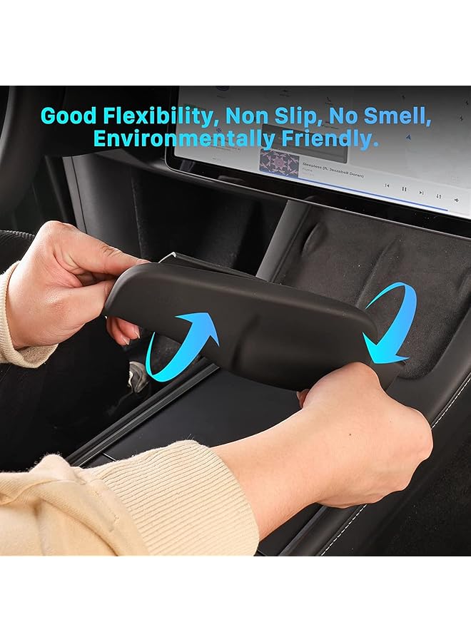 SYOSI Car Silicone Mat, Center Console Wireless Charger Silicone Mat, Anti-Skid Pad Interior, For 2021-2022 Tesla Model 3 Model Y Interior Accessories (Black) - Image 4