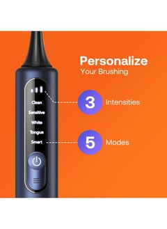 Bitvae Bitvae Smart S3 Sonic Electric Toothbrush for Adults, 180-Day Battery Life Rechargeable Electric Power Toothbrush with Pressure Sensor, Electric Toothbrush with 4 Brush Heads, Travel Case, Dark Blue  - Image 4