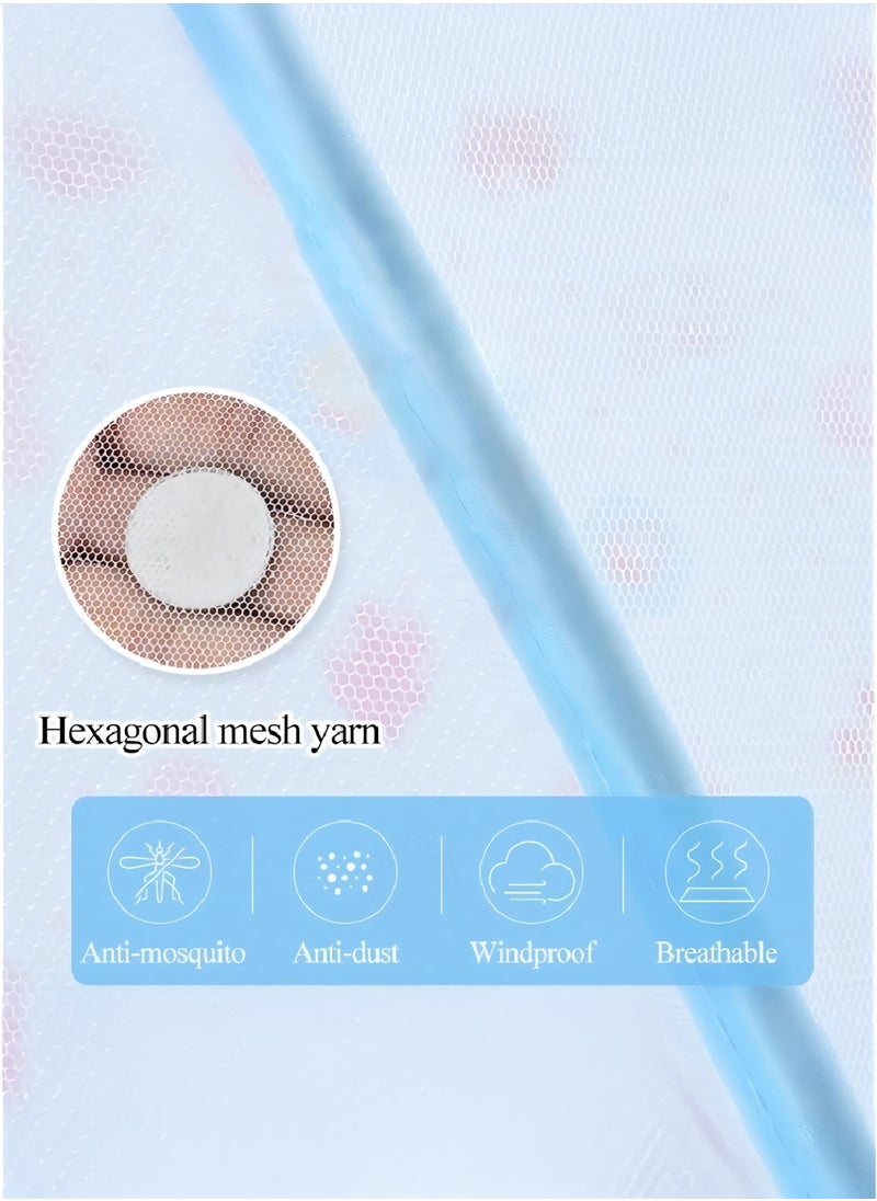 Foldable Pop-Up Mosquito Net Tent for Bed – 190x135x80cm – Double Size Portable Bottomless Machardoni Bed Canopy with Breathable Washable Anti-Mosquito Hexagonal Mesh and Fiberglass Tube Frame for Newborn Infants, Babies, Children and Adults Ideal Use for Home, Travel, Camping, School Dormitories, Indoor and Outdoor Use