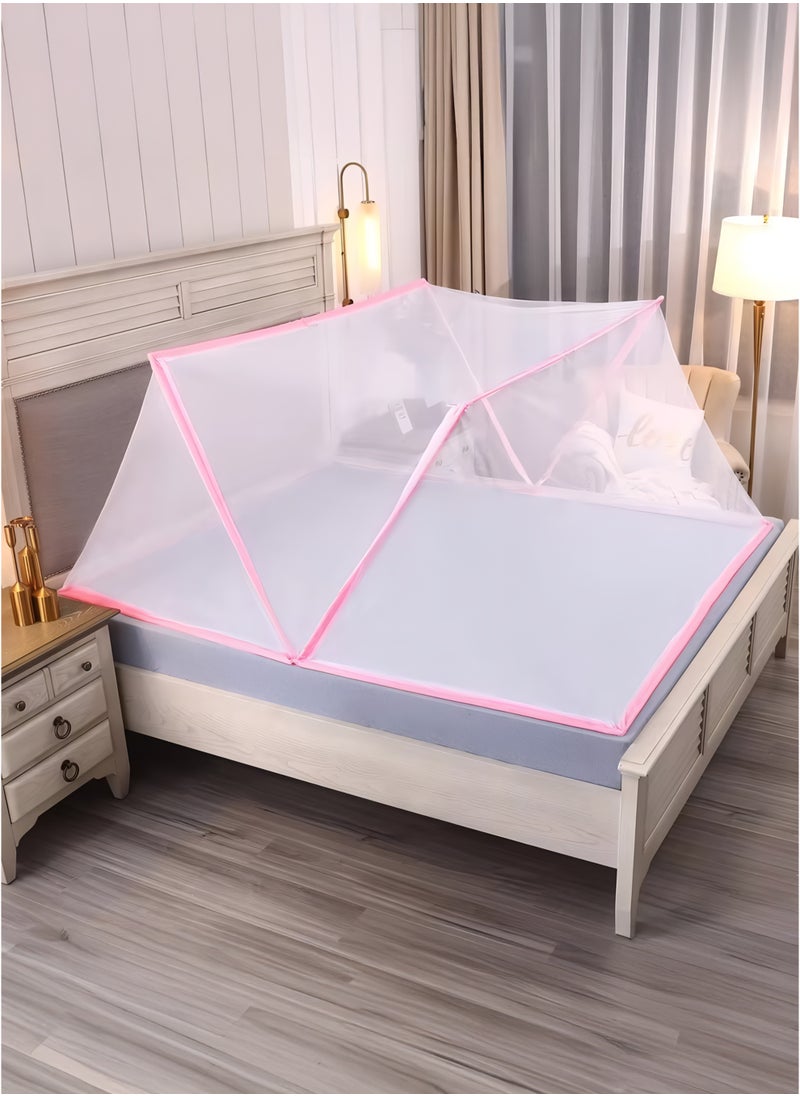 Foldable Pop-Up Mosquito Net Tent for Bed – 190x135x80cm – Double Size Portable Bottomless Machardoni Bed Canopy with Breathable Washable Anti-Mosquito Hexagonal Mesh and Fiberglass Tube Frame for Newborn Infants, Babies, Children and Adults Ideal Use for Home, Travel, Camping, School Dormitories, Indoor and Outdoor Use