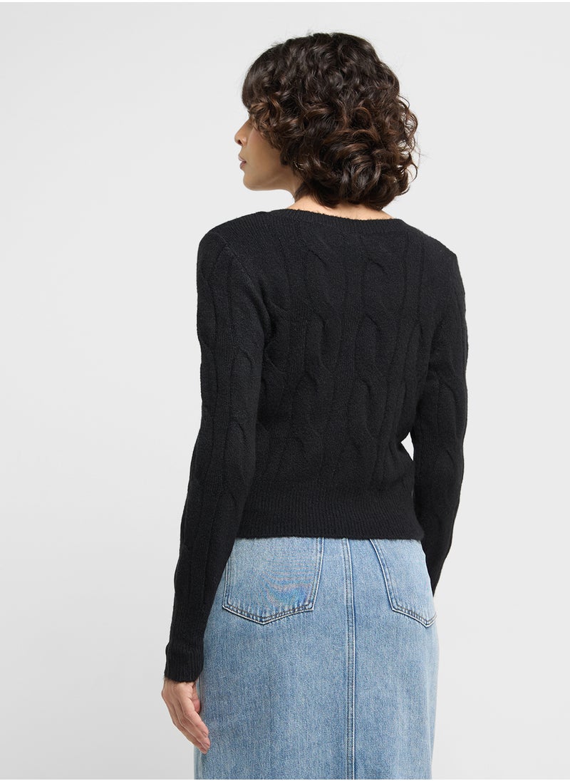 ONLY Button Down Cable Knit Cardigan  - Image 2