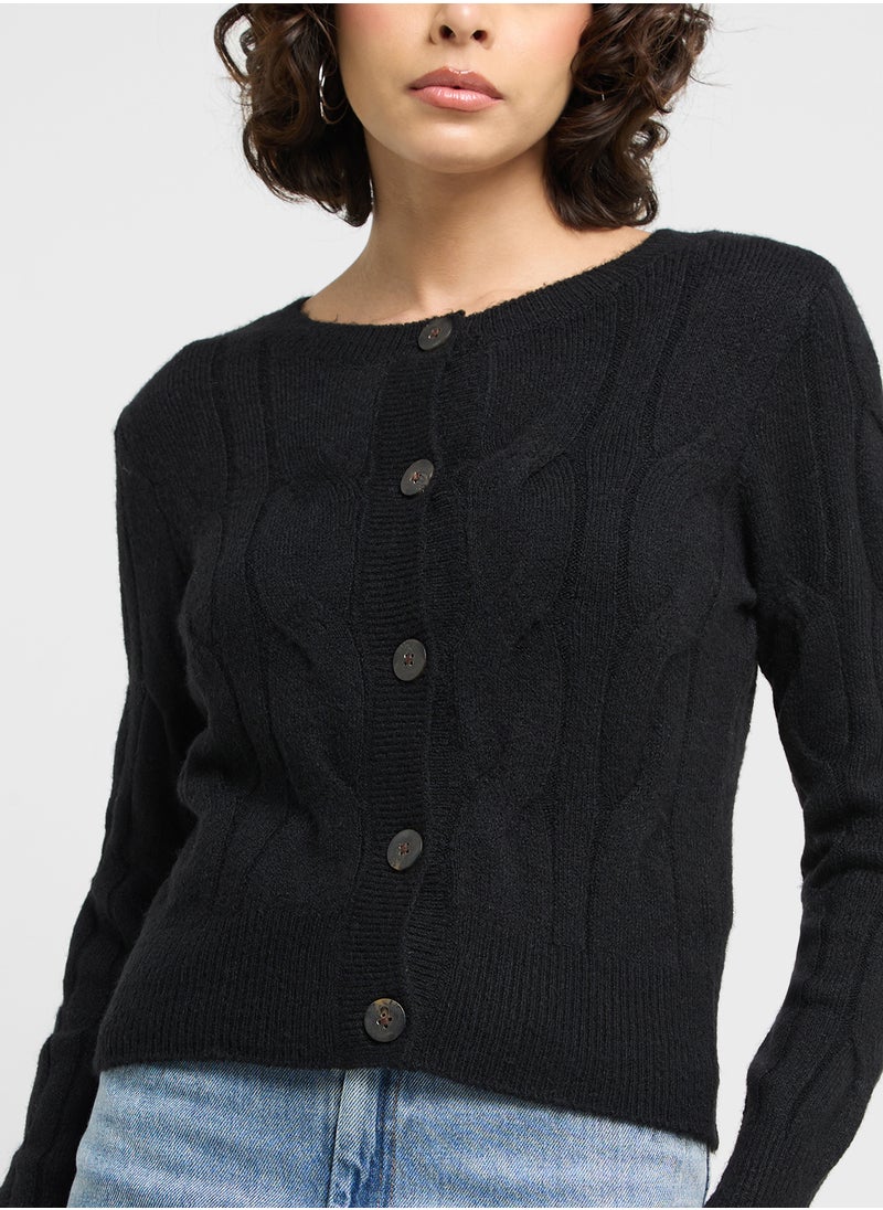 ONLY Button Down Cable Knit Cardigan  - Image 3