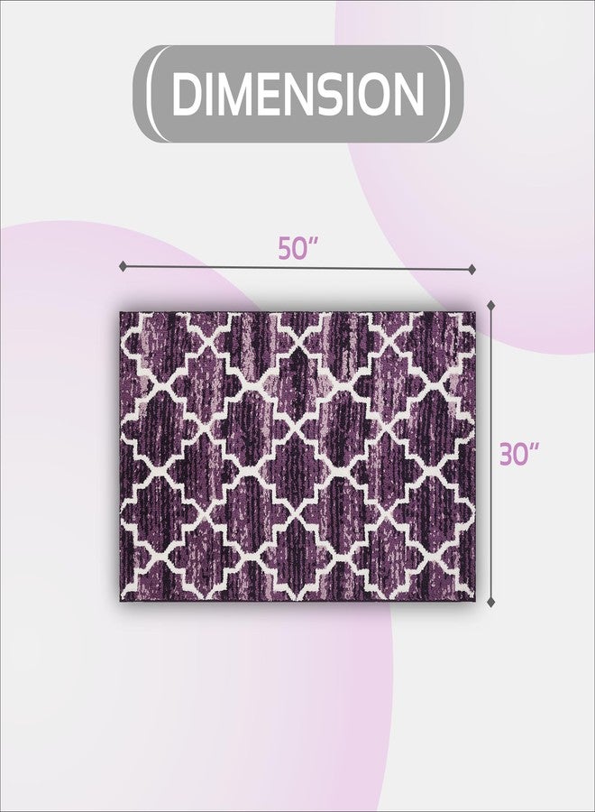 Better Trends Savio Collection 30" x 50" Purple Bath Rug, Non Slip Bath Mat & Washable Bathroom Rugs - Image 2