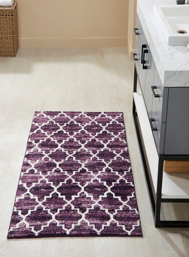 Better Trends Savio Collection 30" x 50" Purple Bath Rug, Non Slip Bath Mat & Washable Bathroom Rugs - Image 1