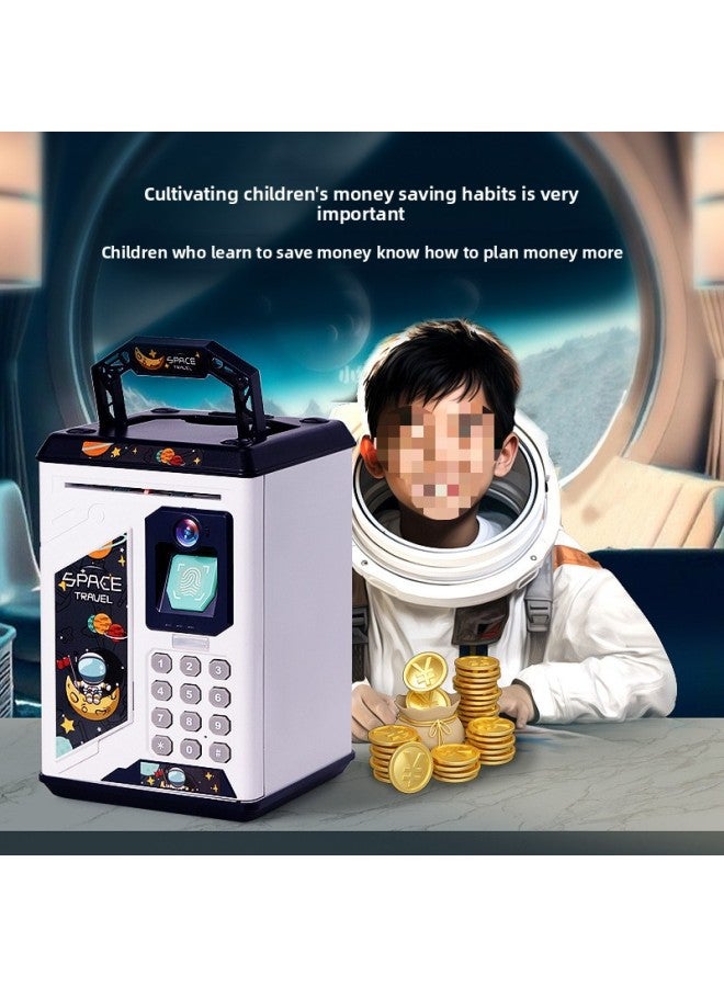 Children's Savings Piggy Bank 2024 Boys And Girls Password Box Large Capacity Can Be Stored For Boys Astronauts-Color:906 Pink Planet Cat—18 Major Function Face Recognition Automatic Door Opening—battery Version - Image 3