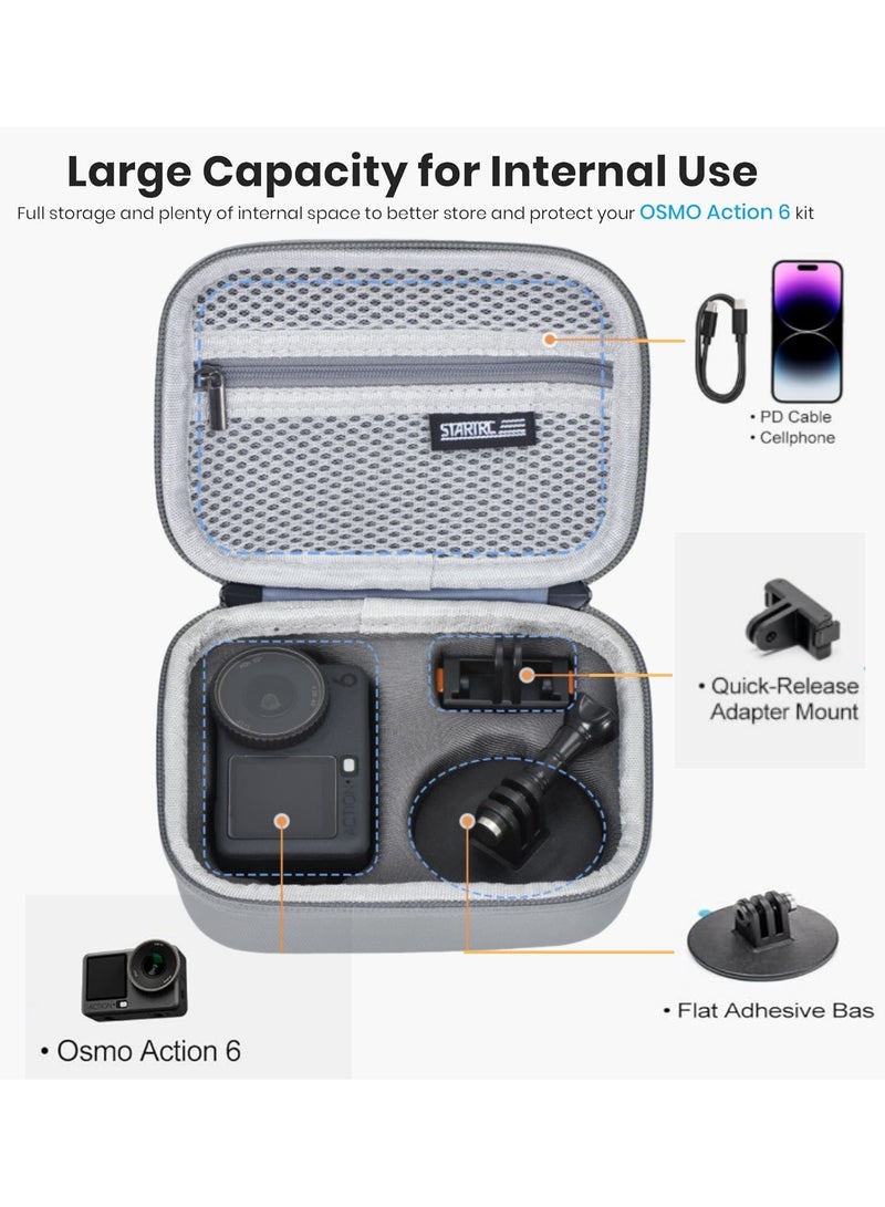 STARTRC Carrying Case for DJI Osmo Action 6, Mini Storage Bag with Wrist Strap & Carabiner, Hard Travel Protector Case for Action 6 Accessories - Image 5