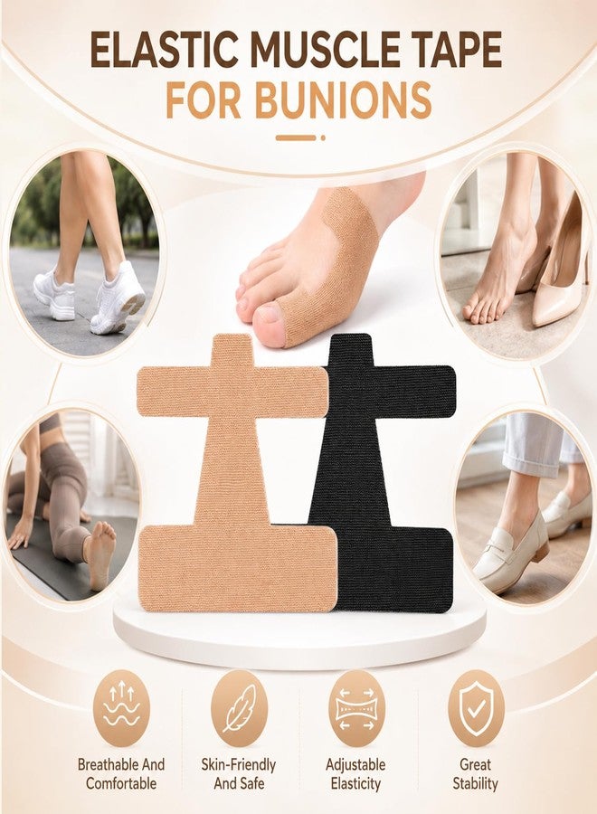 40 Pcs Pre-Cut Bunion Corrector Kinesiology Tape, Elastic Waterproof Bunion Tape for Bunion Pain Relief, Latex-Free Toe Support Strips, Self-Adhesive Hallux Valgus Corrector for All People - Image 2