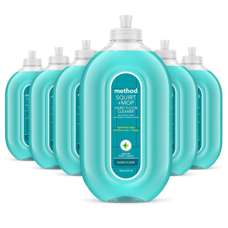 Method Hardwood Floor Cleaner Squirt + Mop Bottle, Spearmint Sage, For Sealed Hardwood and Laminate Floors, 25 Fl Oz (Pack of 6) - Image 1