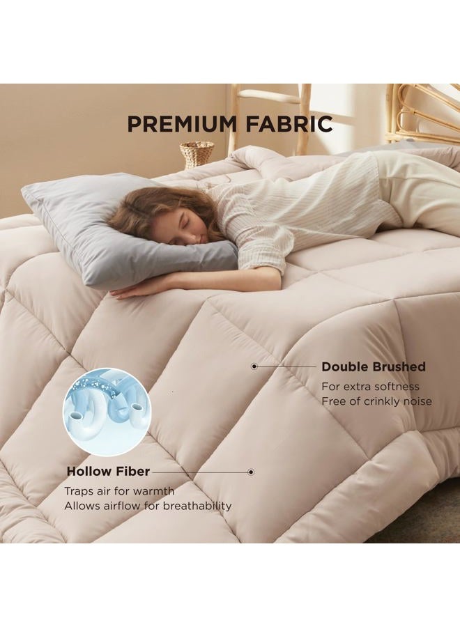 Bedsure Comforter Duvet Insert - Quilted Comforters Queen Size, All Season Duvet, Down Alternative Bedding Comforter with Tabs(Beige,Queen 88"x88") - Image 3